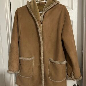 Jones New York Tan Teddy Jacket with Hood